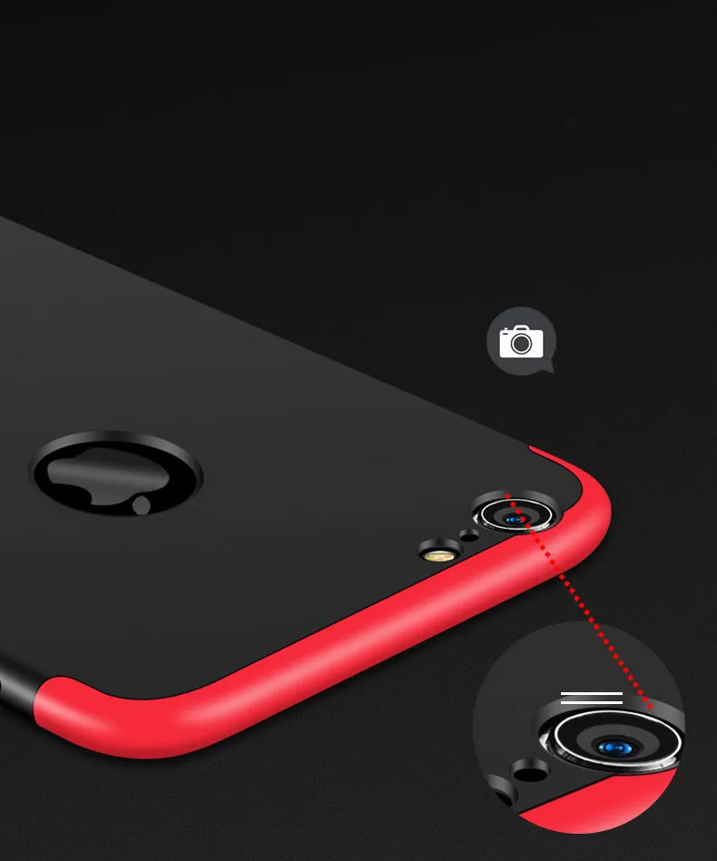 For iPhone 6/6S 3 in 1 360 Degree Non-slip Shockproof Full Protective Case Red black red