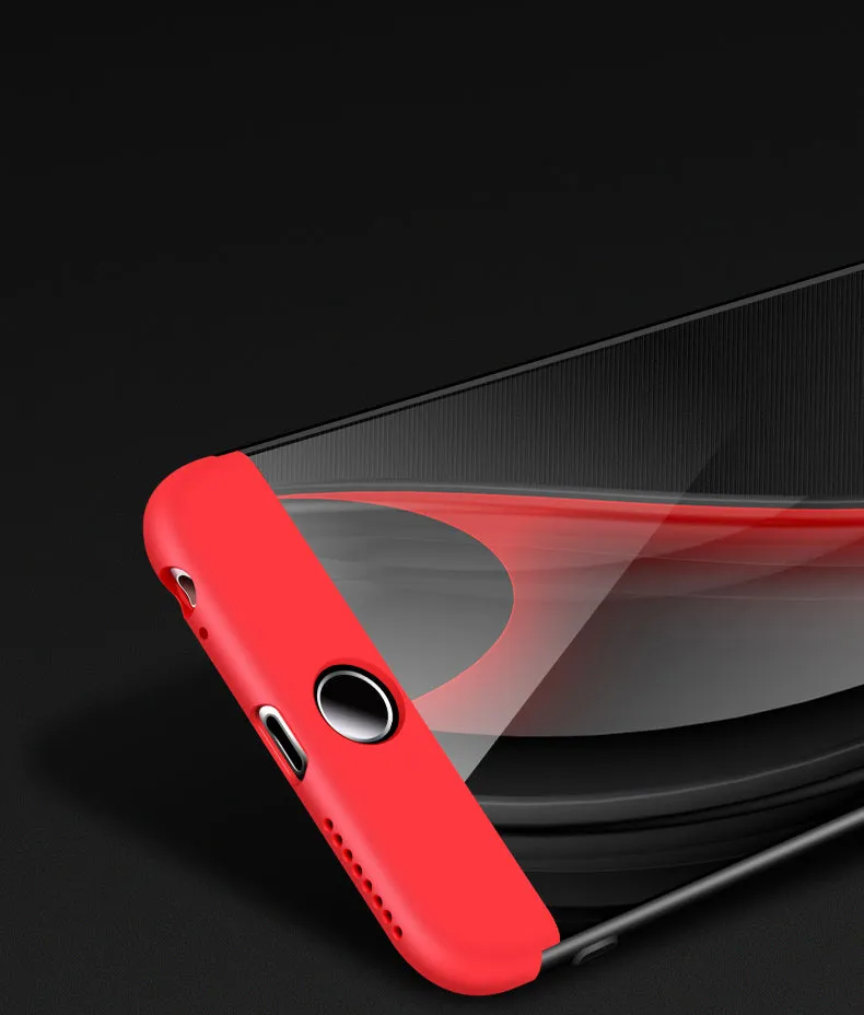 For iPhone 6/6S 3 in 1 360 Degree Non-slip Shockproof Full Protective Case Red black red