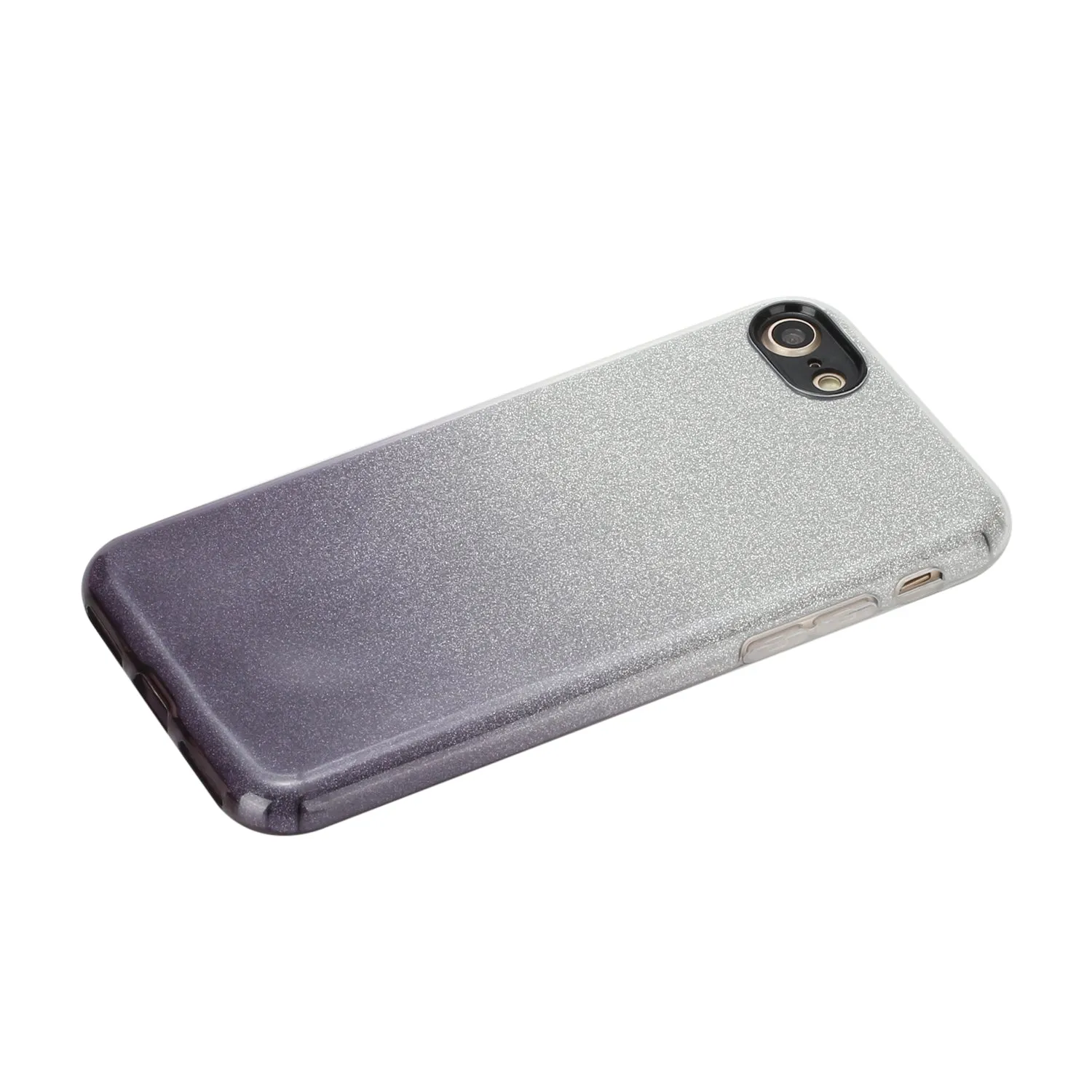 For iphone 6/6S/6 plus/6S plus/7/8/SE 2020 Phone Case Gradient Color Glitter Powder Phone Cover with Airbag Bracket black