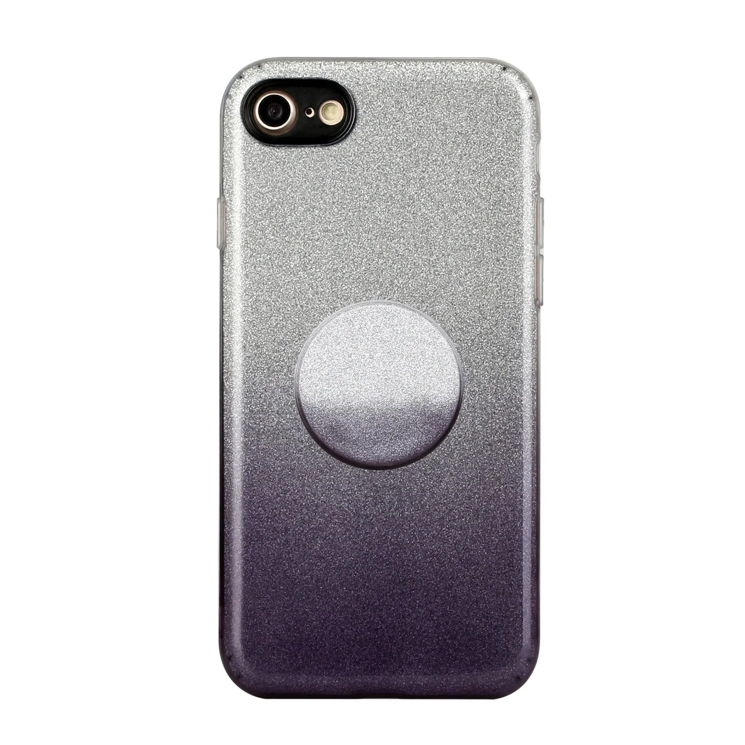 For iphone 6/6S/6 plus/6S plus/7/8/SE 2020 Phone Case Gradient Color Glitter Powder Phone Cover with Airbag Bracket black