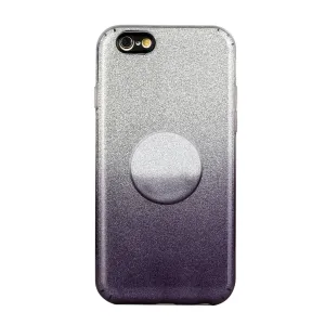 For iphone 6/6S/6 plus/6S plus/7/8/SE 2020 Phone Case Gradient Color Glitter Powder Phone Cover with Airbag Bracket black