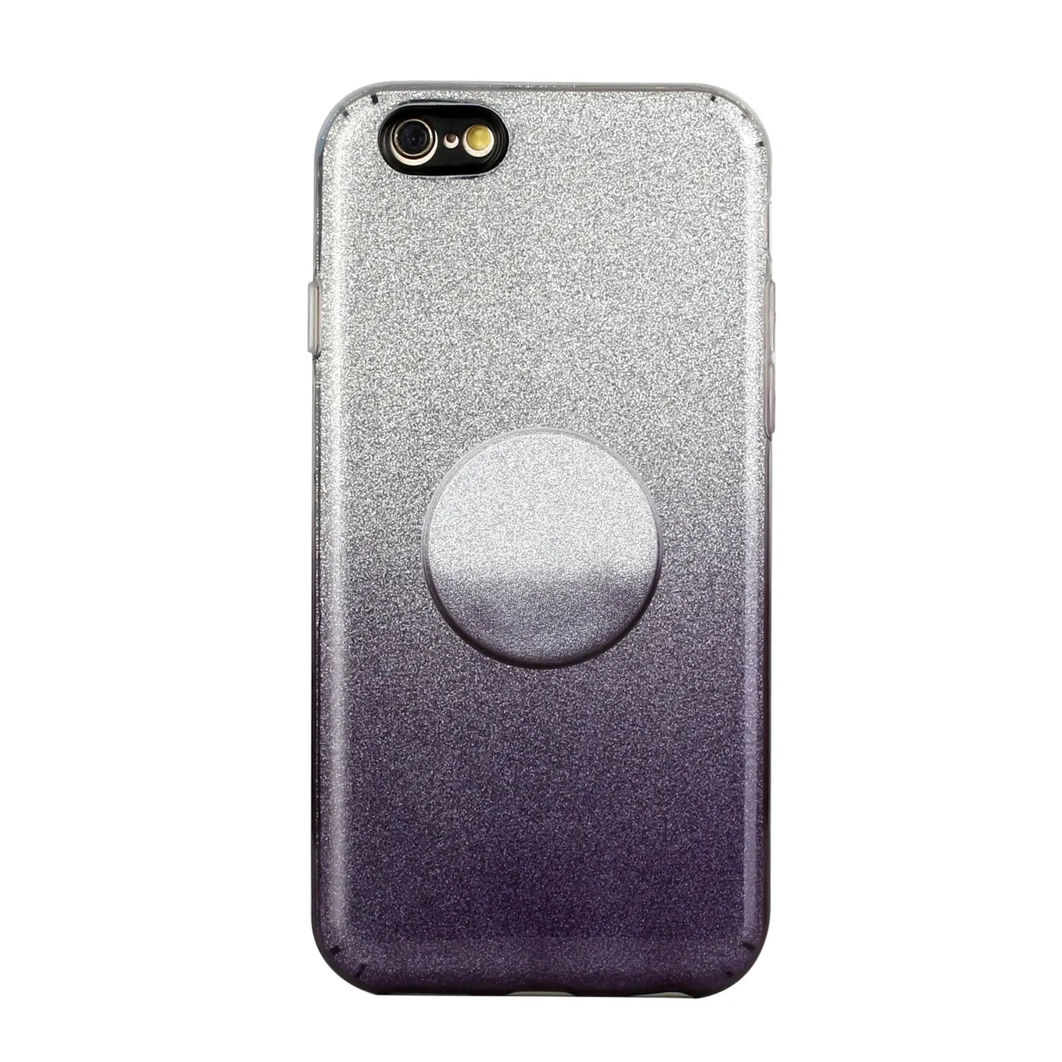 For iphone 6/6S/6 plus/6S plus/7/8/SE 2020 Phone Case Gradient Color Glitter Powder Phone Cover with Airbag Bracket black