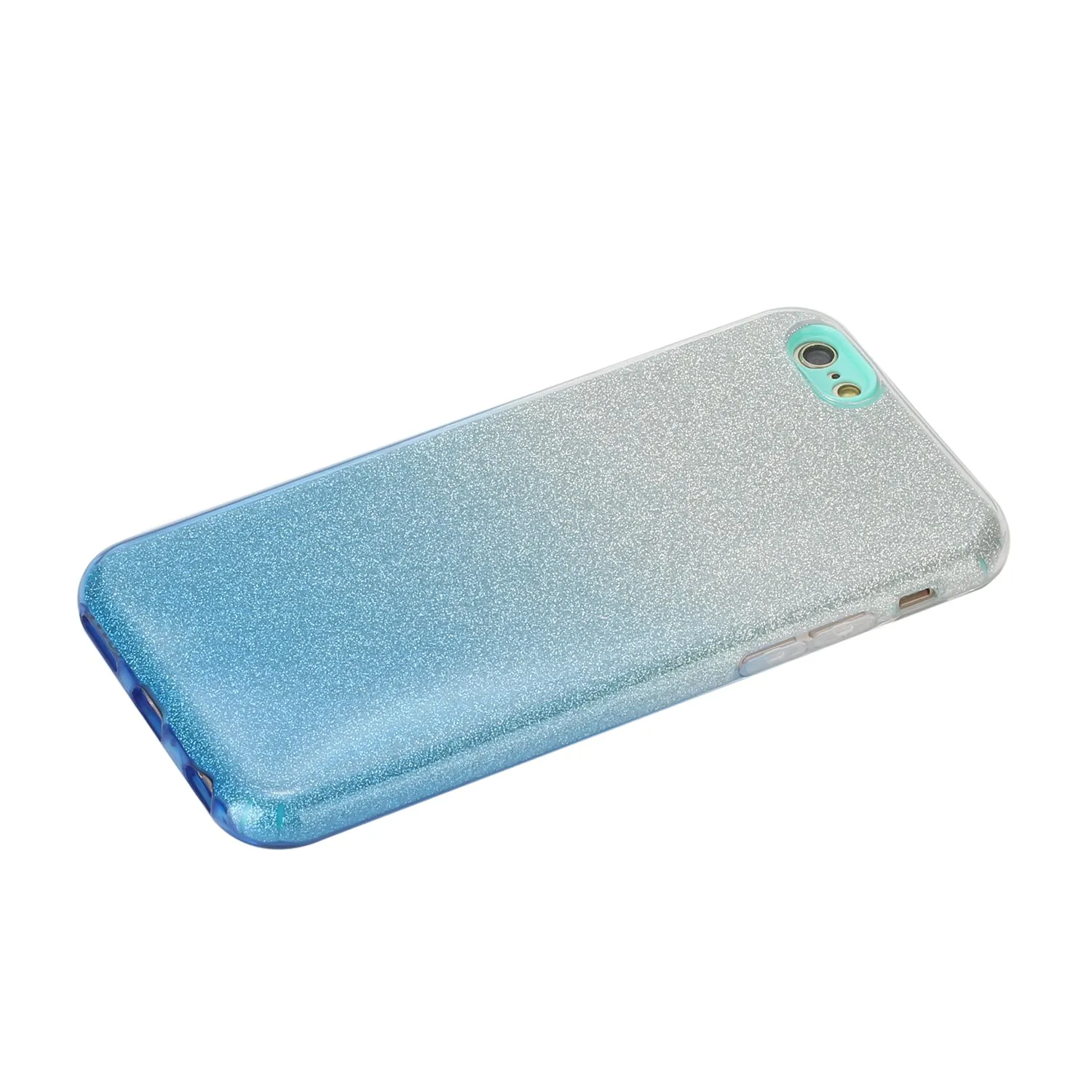 For iphone 6/6S/6 plus/6S plus/7/8/SE 2020 Phone Case Gradient Color Glitter Powder Phone Cover with Airbag Bracket blue