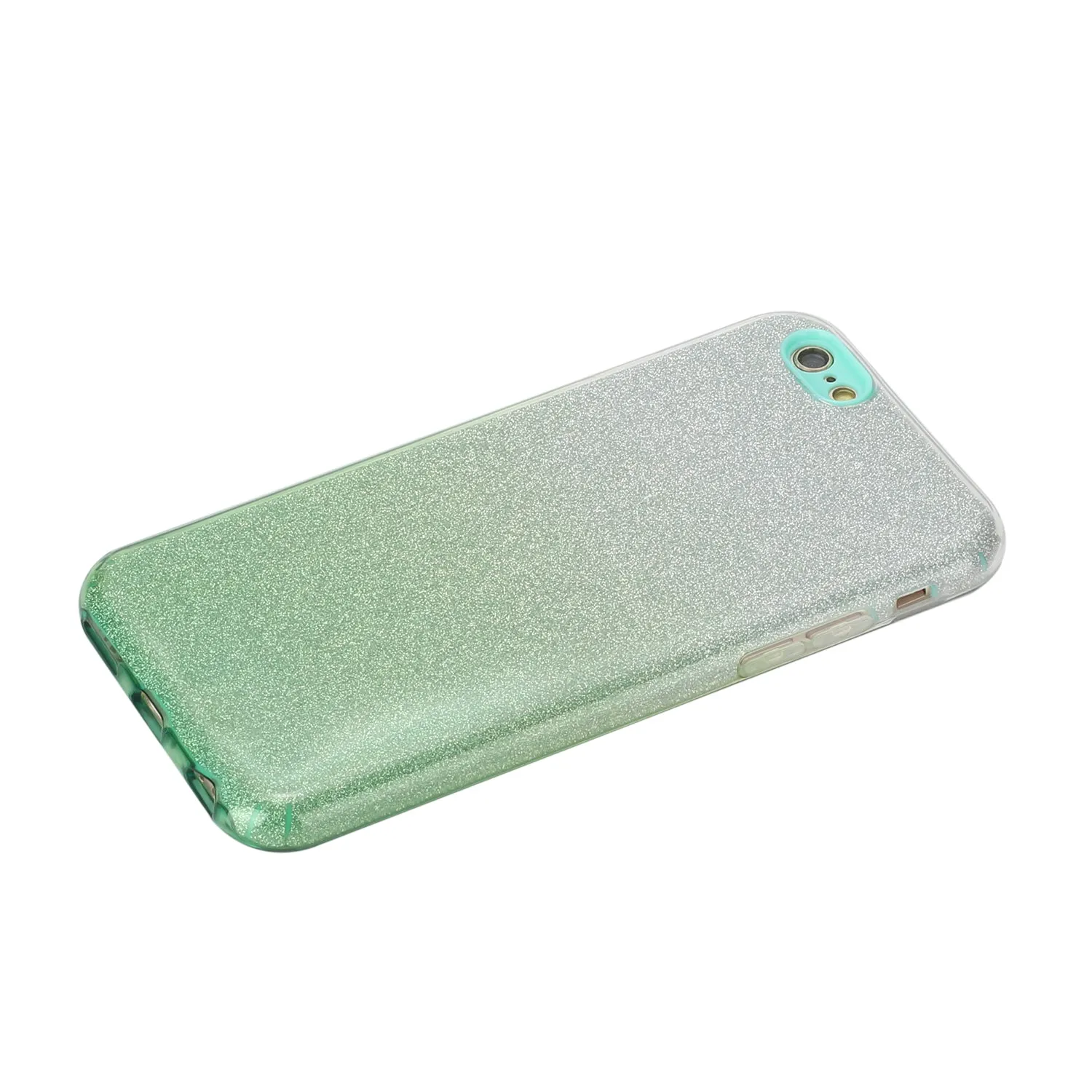 For iphone 6/6S/6 plus/6S plus/7/8/SE 2020 Phone Case Gradient Color Glitter Powder Phone Cover with Airbag Bracket green