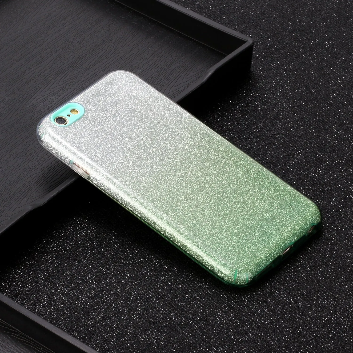 For iphone 6/6S/6 plus/6S plus/7/8/SE 2020 Phone Case Gradient Color Glitter Powder Phone Cover with Airbag Bracket purple
