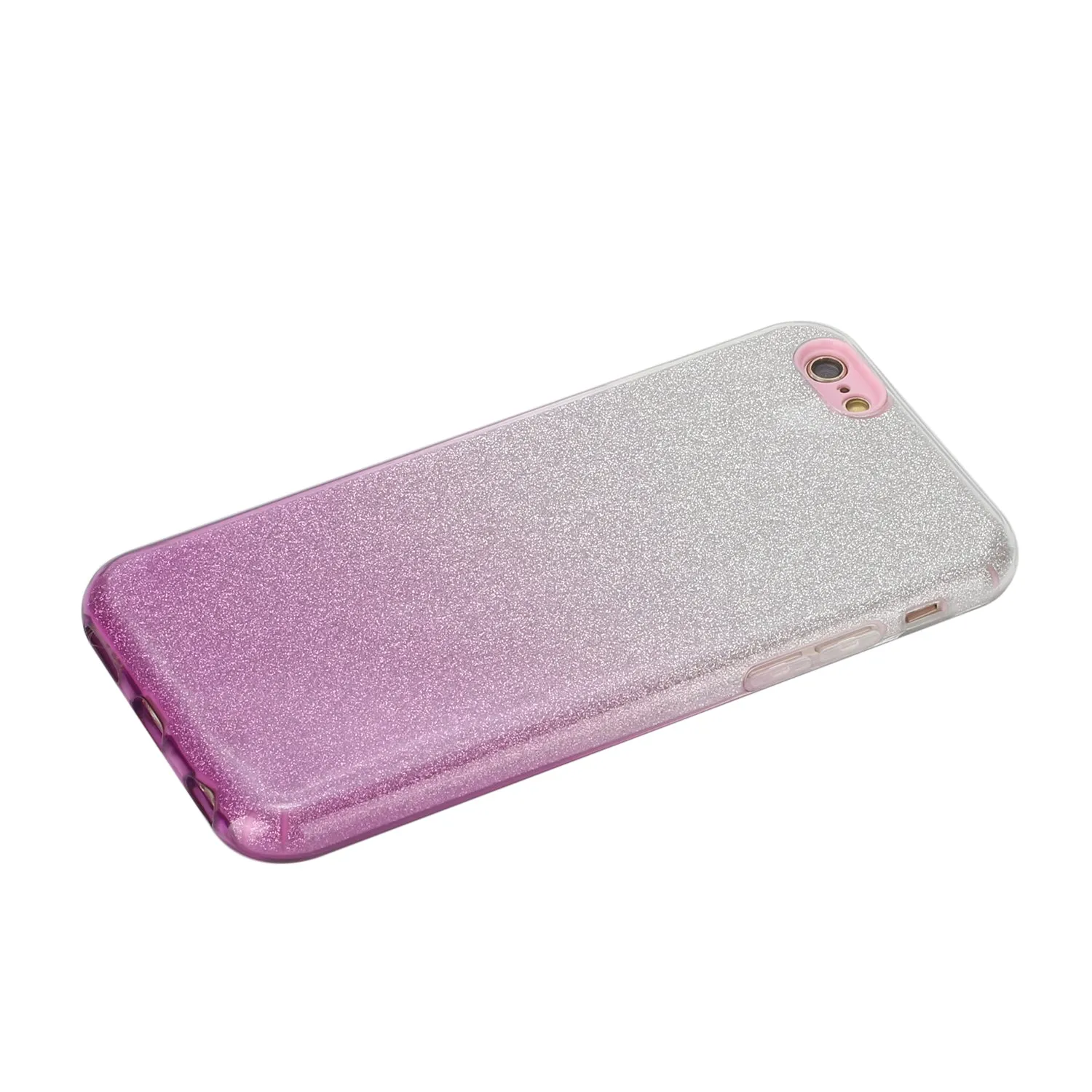 For iphone 6/6S/6 plus/6S plus/7/8/SE 2020 Phone Case Gradient Color Glitter Powder Phone Cover with Airbag Bracket purple
