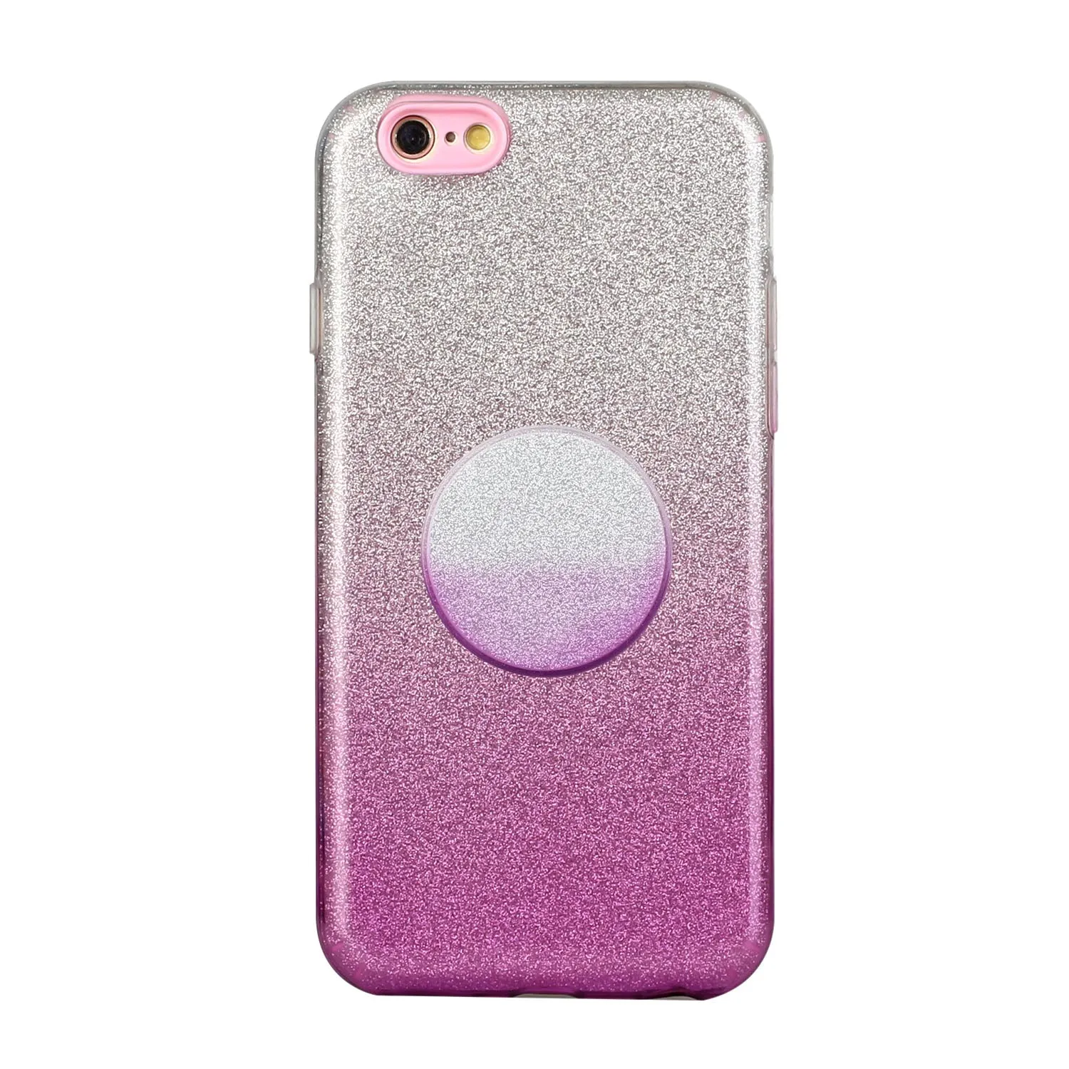 For iphone 6/6S/6 plus/6S plus/7/8/SE 2020 Phone Case Gradient Color Glitter Powder Phone Cover with Airbag Bracket purple
