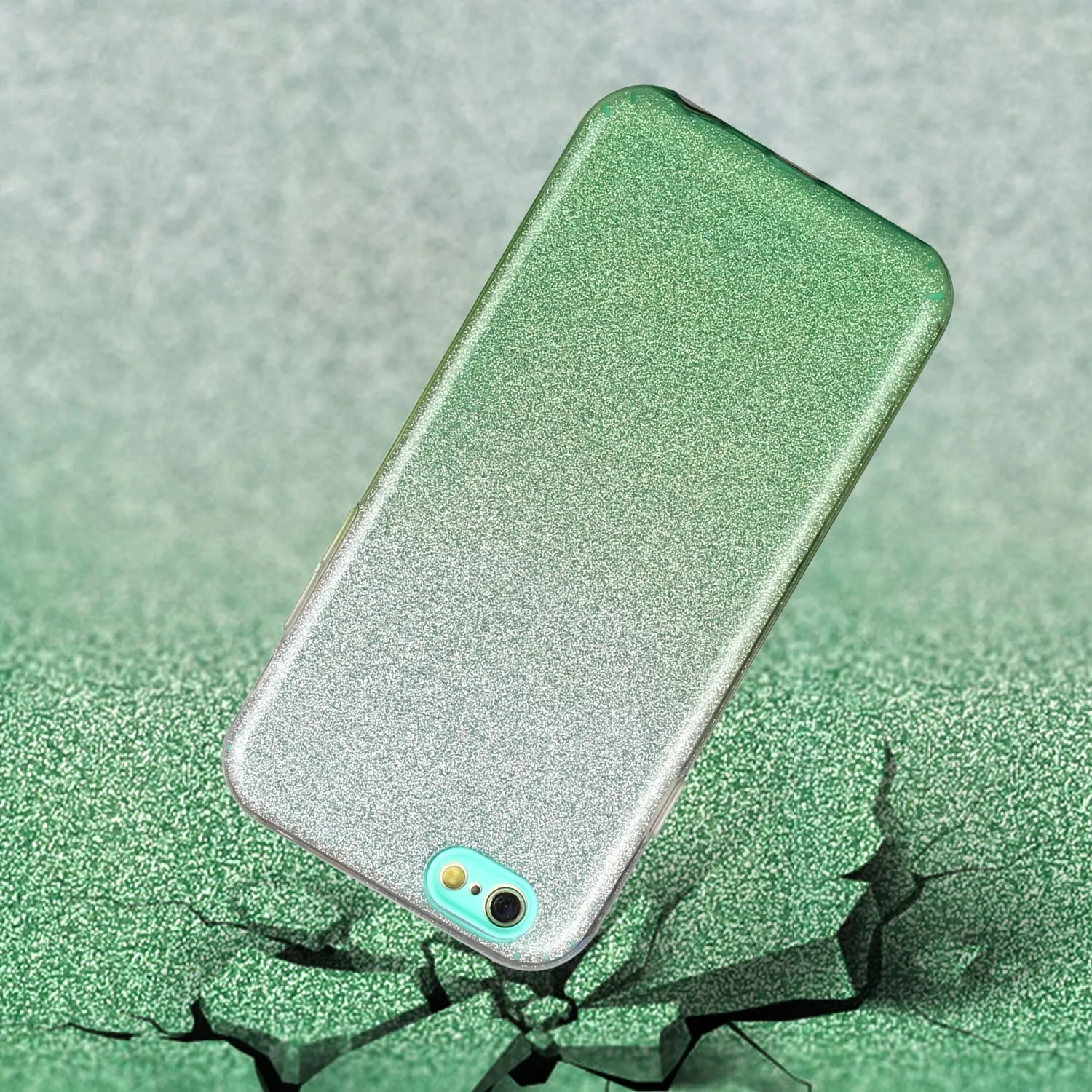 For iphone 6/6S/6 plus/6S plus/7/8/SE 2020 Phone Case Gradient Color Glitter Powder Phone Cover with Airbag Bracket purple