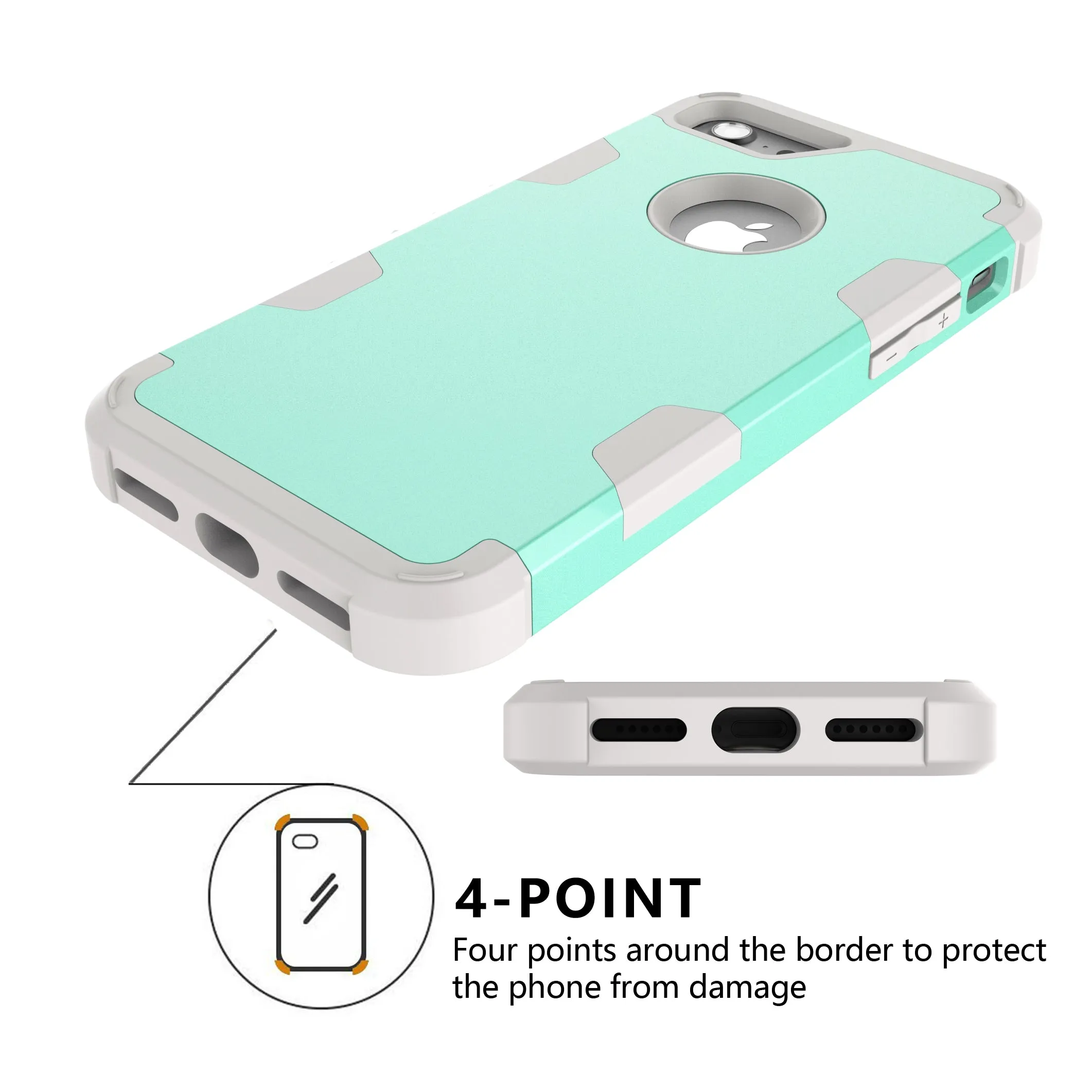 For iPhone 7 PC  Silicone 2 in 1 Hit Color Tri-proof Shockproof Dustproof Anti-fall Protective Cover Back Case Rose gold