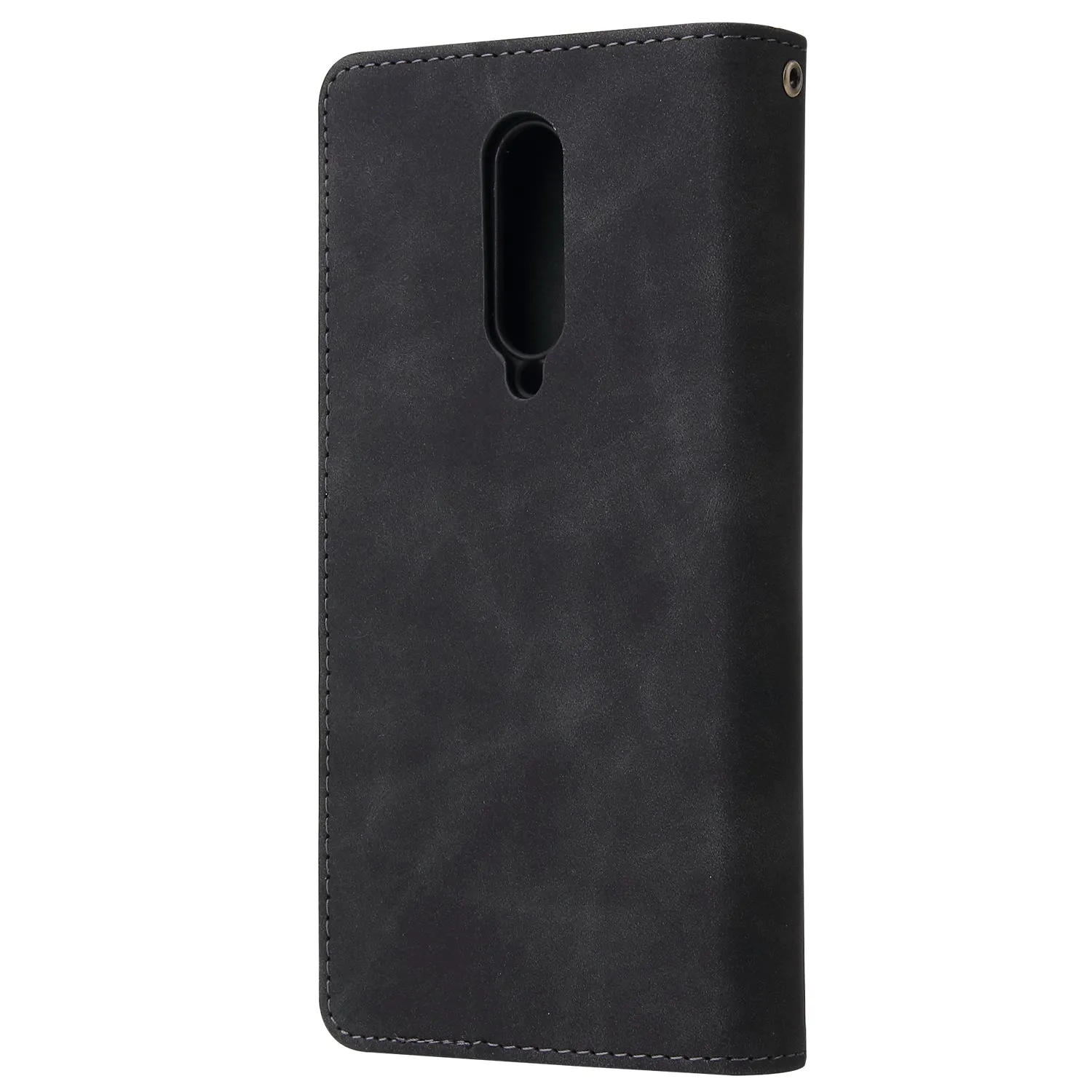 For One plus 8 Zipper Purse Leather Mobile Phone Cover with Cards Slot Phone Bracket 1 black