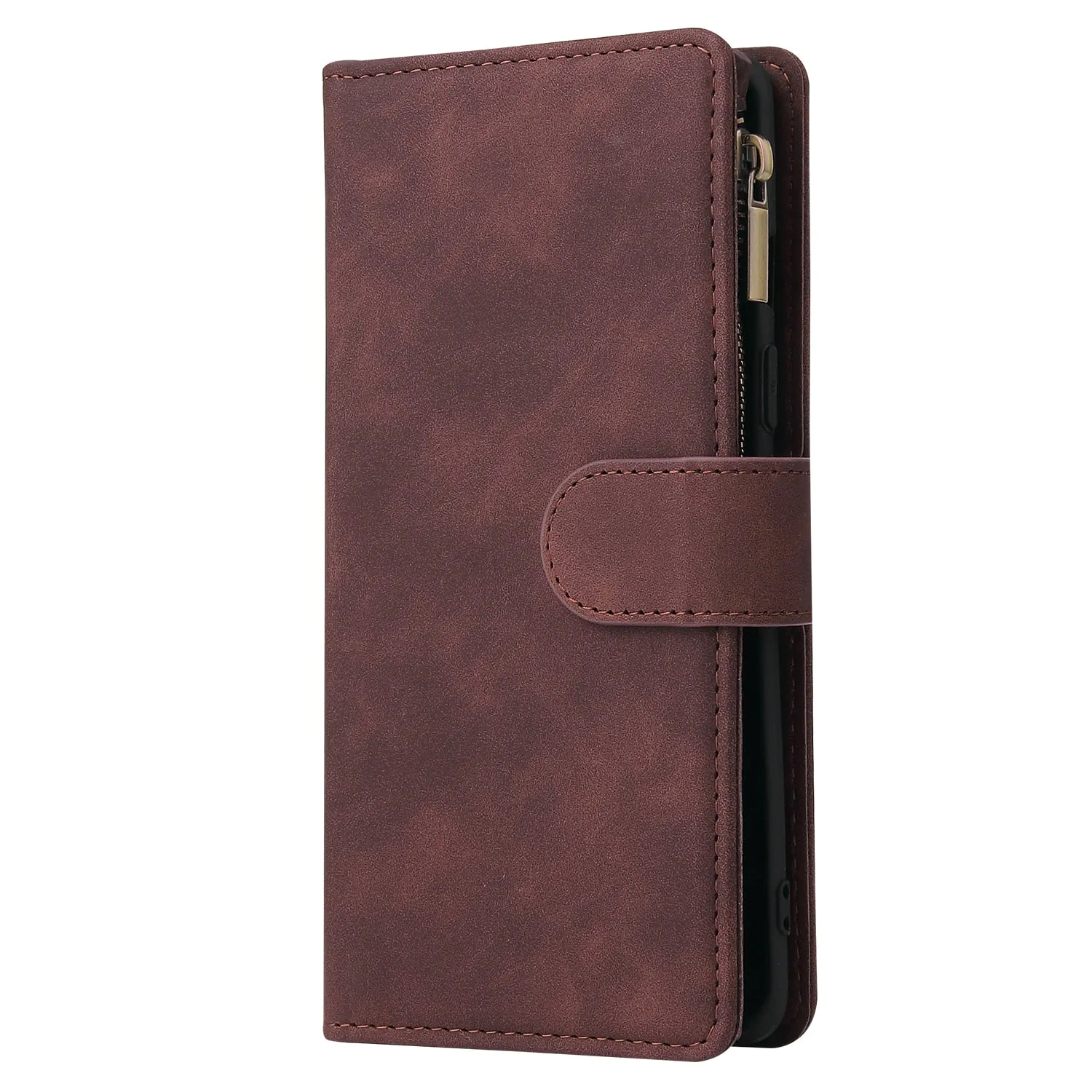 For One plus 8 Zipper Purse Leather Mobile Phone Cover with Cards Slot Phone Bracket 1 black