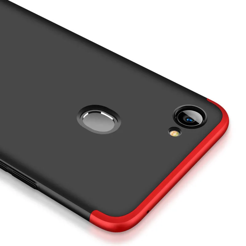 For OPPO F7 Ultra Slim PC Back Cover Non-slip Shockproof 360 Degree Full Protective Case Red black red