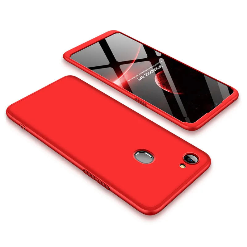 For OPPO F7 Ultra Slim PC Back Cover Non-slip Shockproof 360 Degree Full Protective Case Red black red