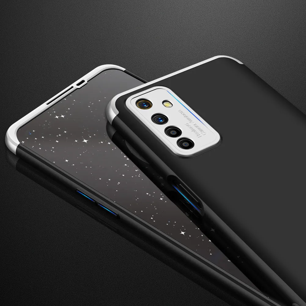 For OPPO Realme 6 Mobile Phone Cover 360 Degree Full Protection Phone Case Silver Black Silver