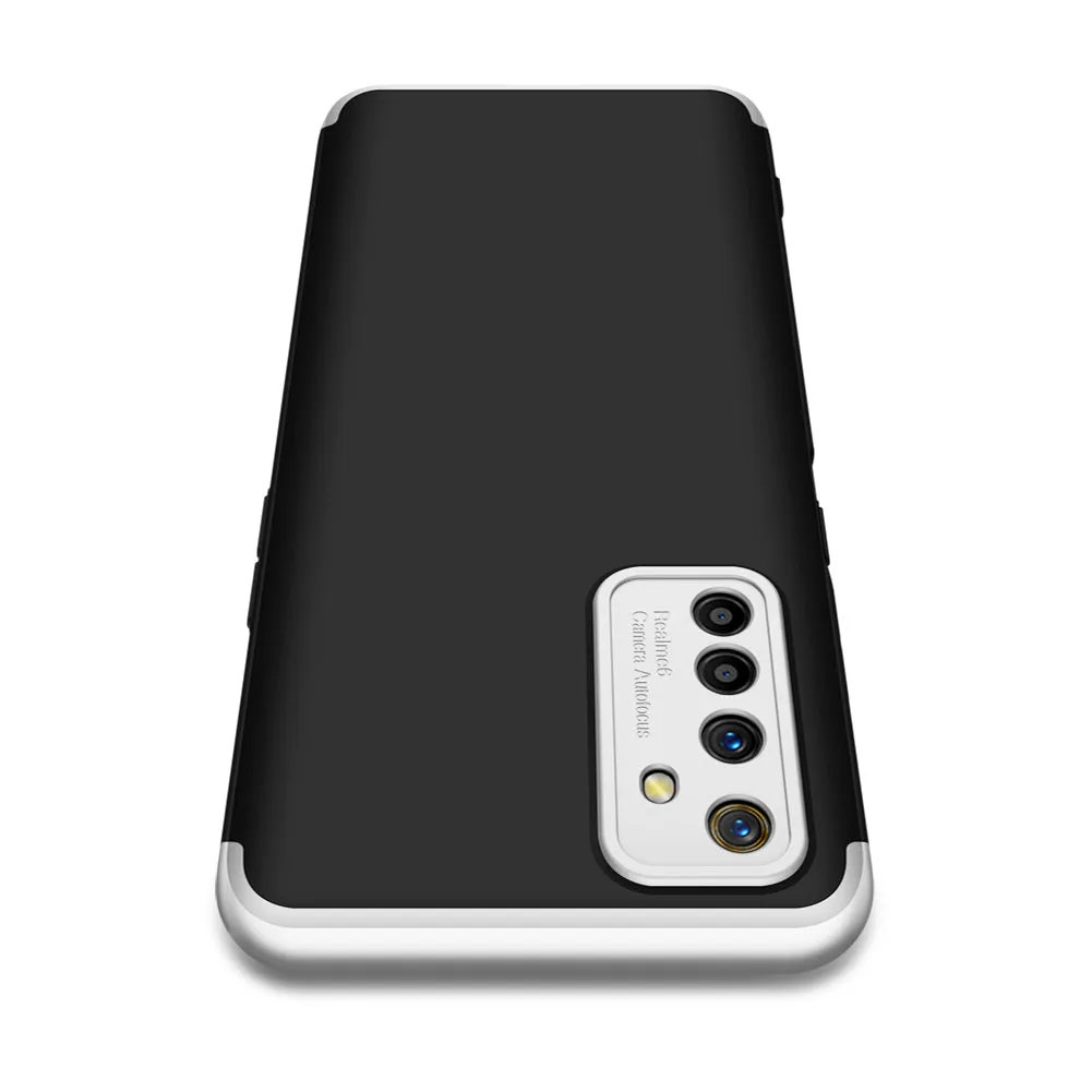For OPPO Realme 6 Mobile Phone Cover 360 Degree Full Protection Phone Case Silver Black Silver