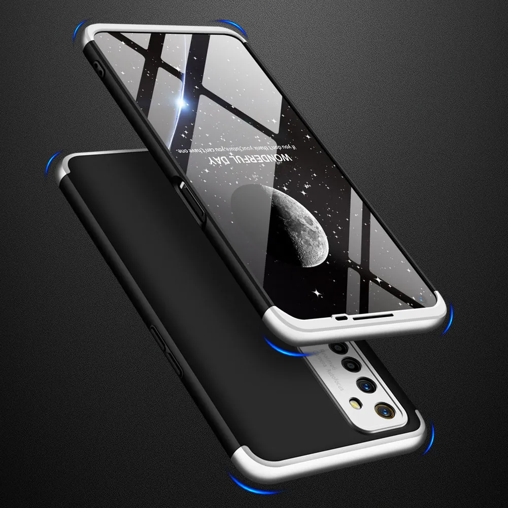 For OPPO Realme 6 Mobile Phone Cover 360 Degree Full Protection Phone Case Silver Black Silver