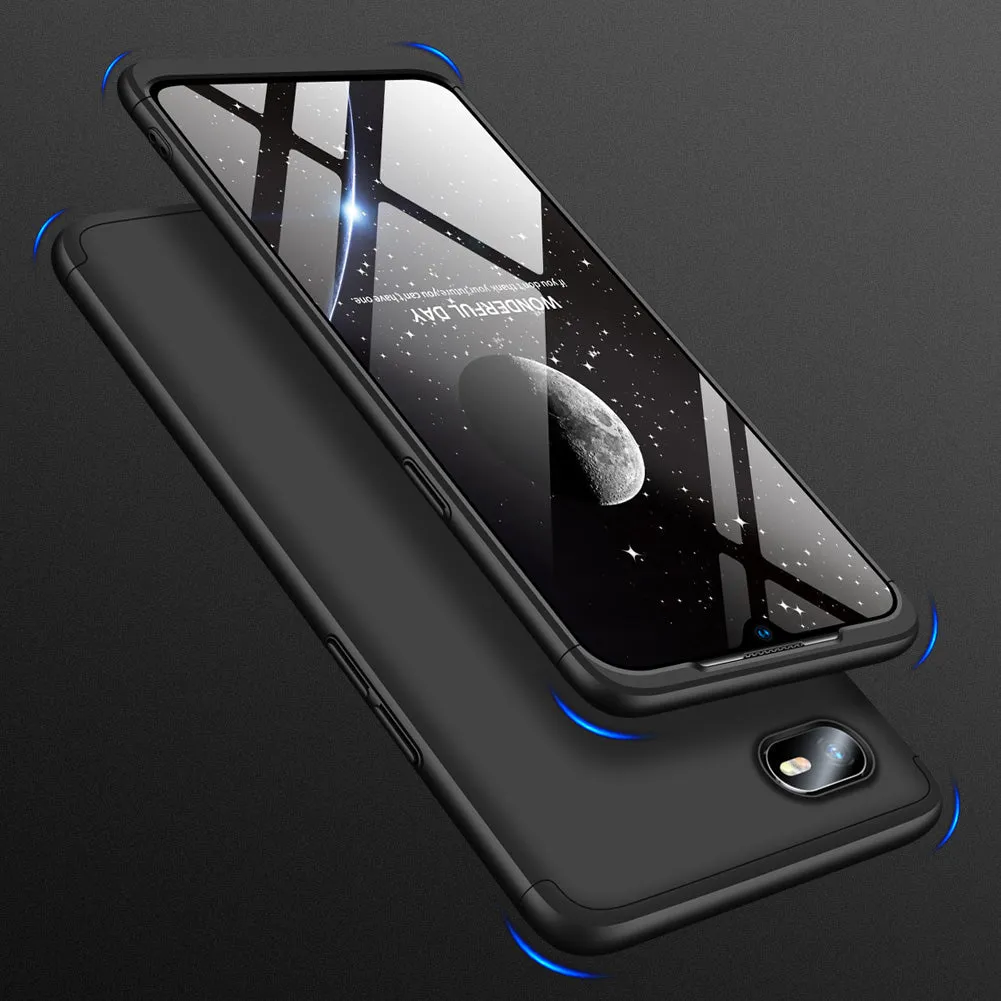 For OPPO Realme C2 Ultra Slim PC Back Cover Non-slip Shockproof 360 Degree Full Protective Case black