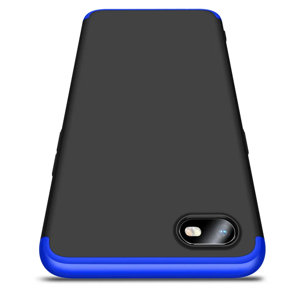 For OPPO Realme C2 Ultra Slim PC Back Cover Non-slip Shockproof 360 Degree Full Protective Case Blue black blue