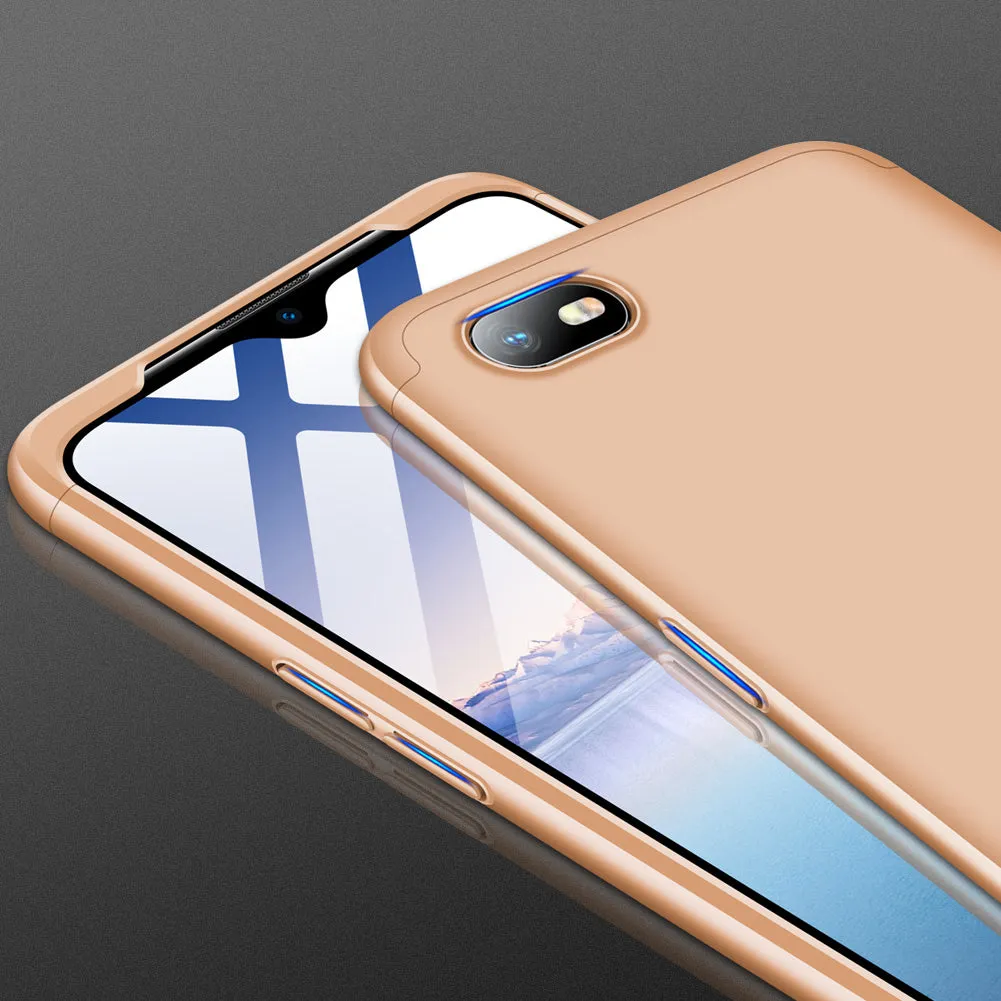 For OPPO Realme C2 Ultra Slim PC Back Cover Non-slip Shockproof 360 Degree Full Protective Case gold