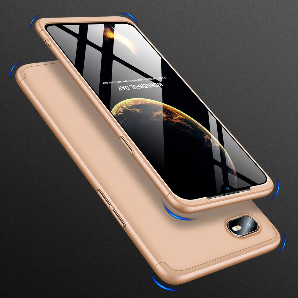 For OPPO Realme C2 Ultra Slim PC Back Cover Non-slip Shockproof 360 Degree Full Protective Case gold