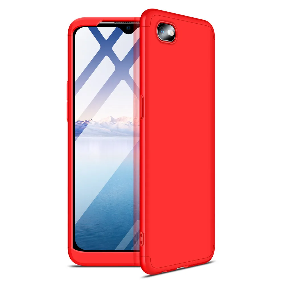 For OPPO Realme C2 Ultra Slim PC Back Cover Non-slip Shockproof 360 Degree Full Protective Case Red black red