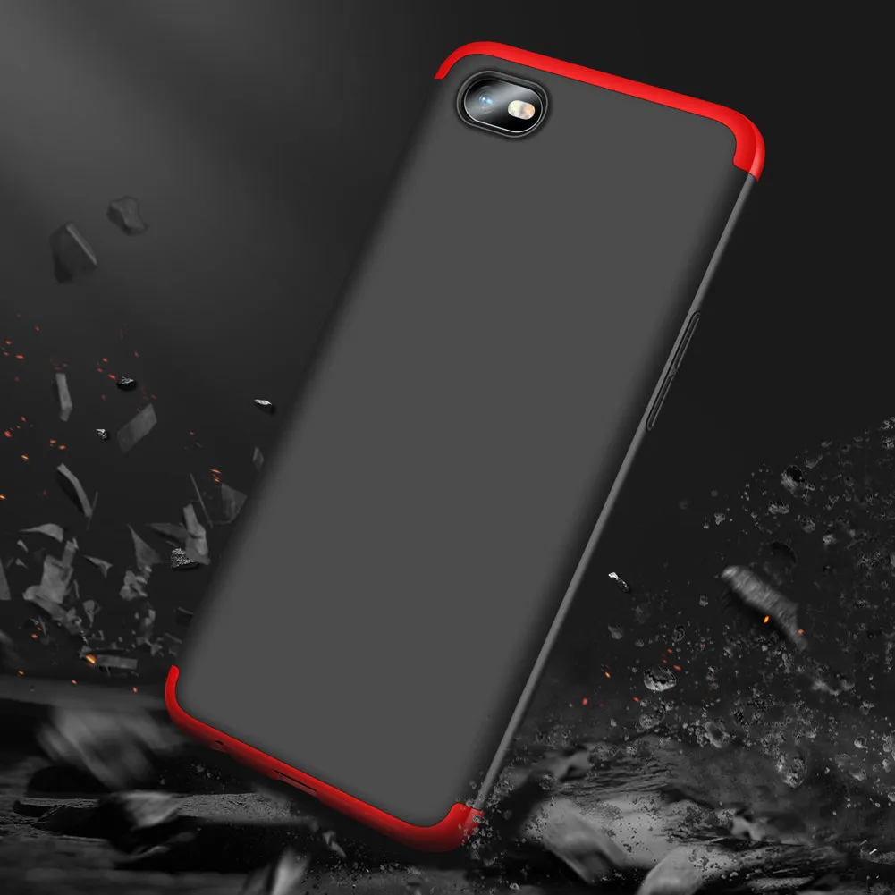 For OPPO Realme C2 Ultra Slim PC Back Cover Non-slip Shockproof 360 Degree Full Protective Case Red black red