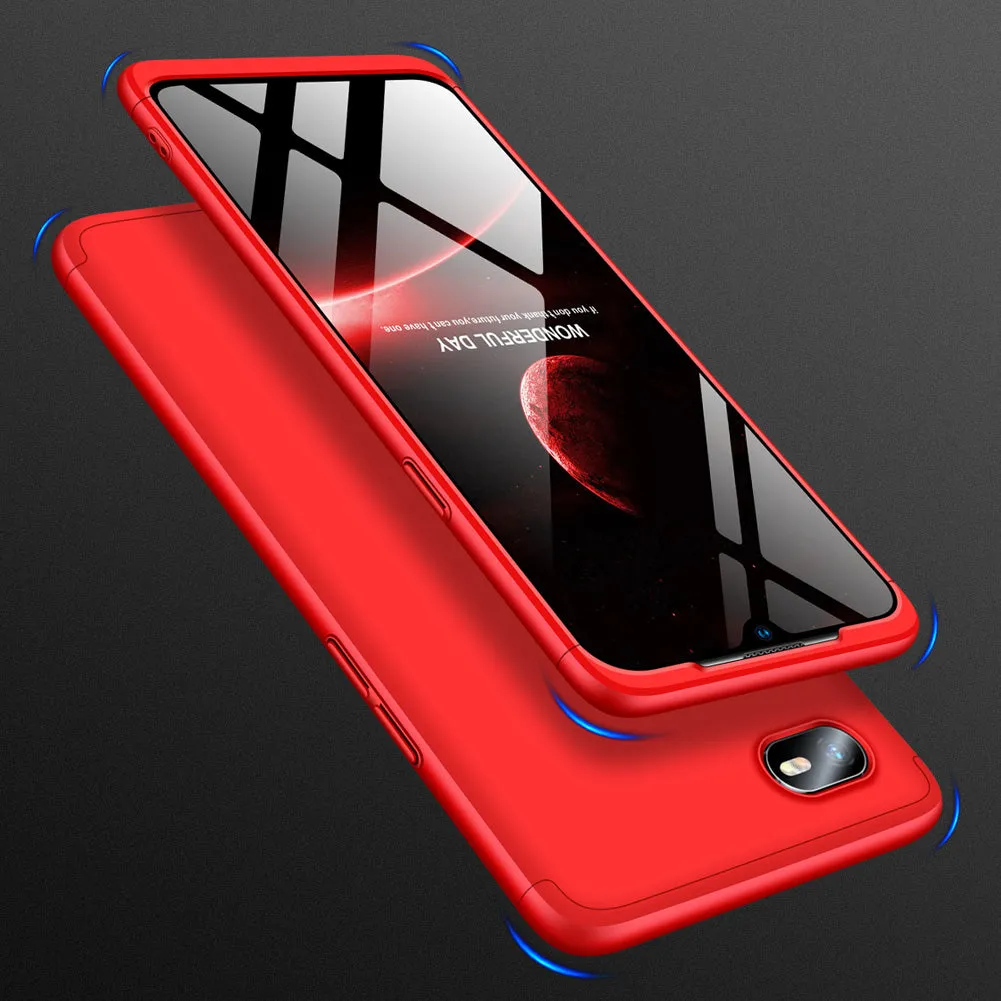 For OPPO Realme C2 Ultra Slim PC Back Cover Non-slip Shockproof 360 Degree Full Protective Case red