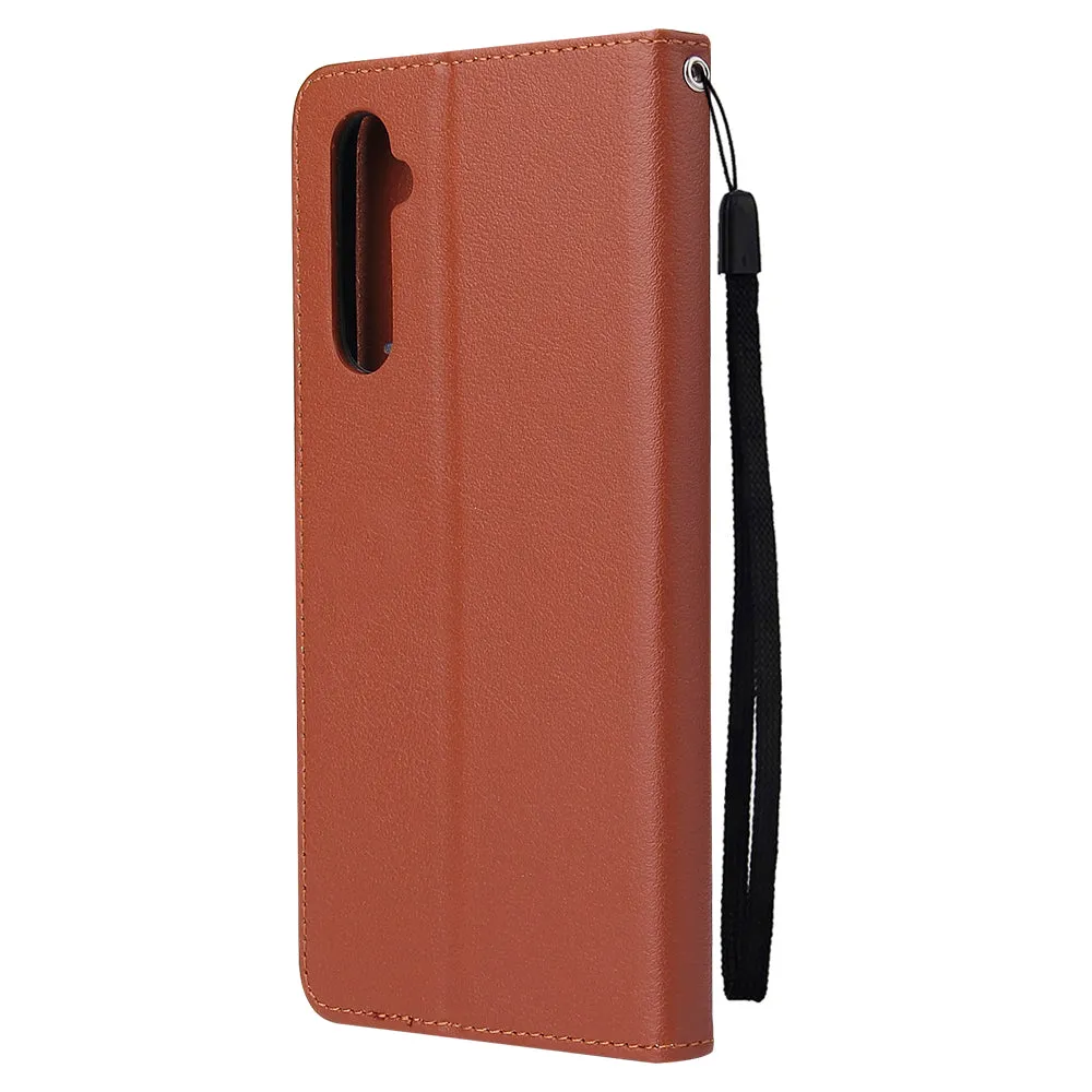 For OPPO Realme C3/Realme 6 PU Leather Mobile Phone Cover with 3 Cards Slots Phone Frame Rose gold
