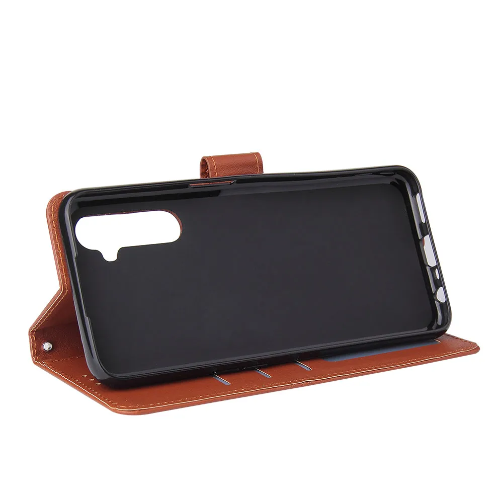 For OPPO Realme C3/Realme 6 PU Leather Mobile Phone Cover with 3 Cards Slots Phone Frame Rose gold