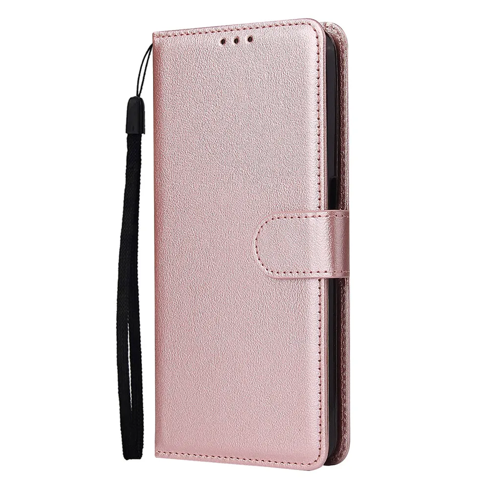 For OPPO Realme C3/Realme 6 PU Leather Mobile Phone Cover with 3 Cards Slots Phone Frame Rose gold