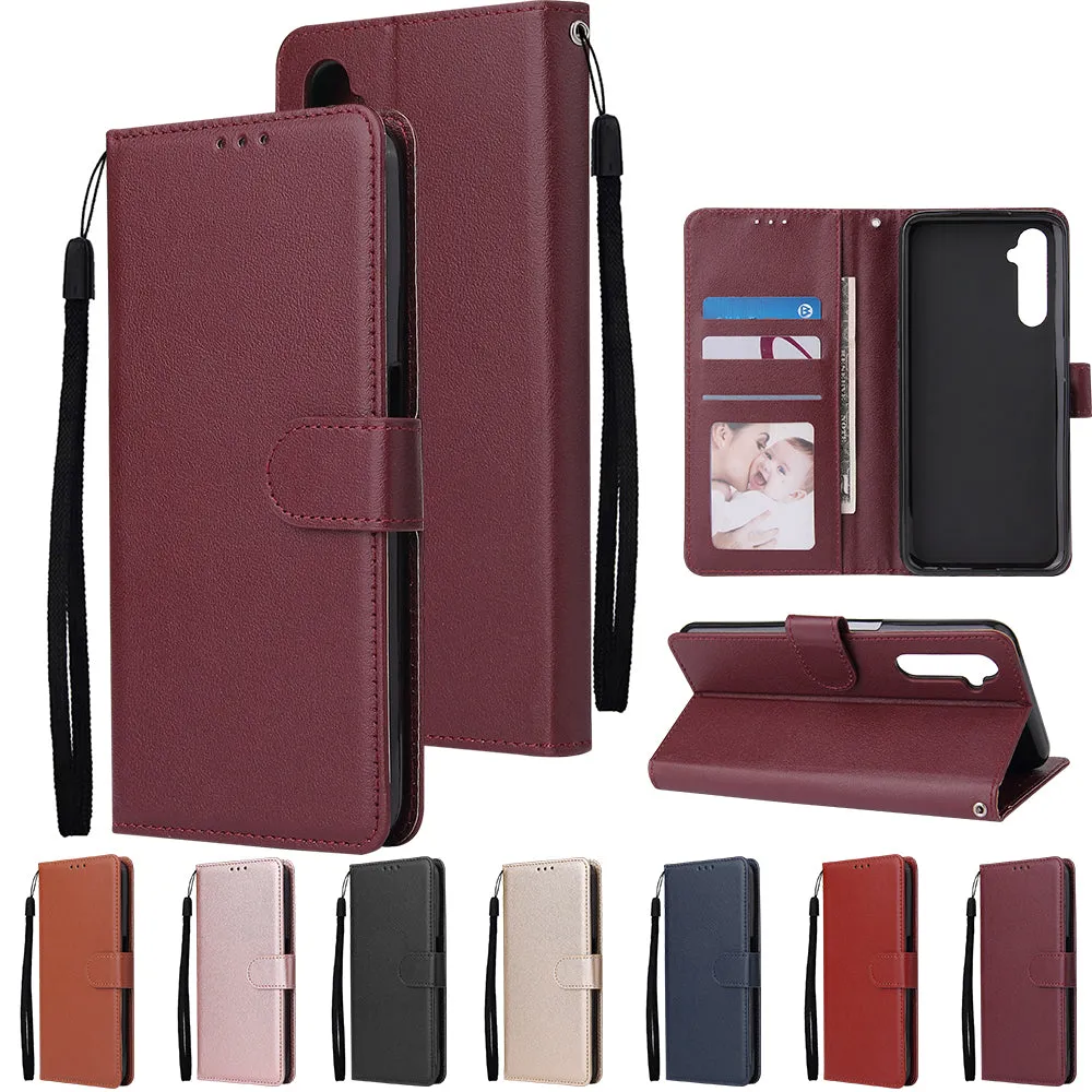 For OPPO Realme C3/Realme 6 PU Leather Mobile Phone Cover with 3 Cards Slots Phone Frame Rose gold