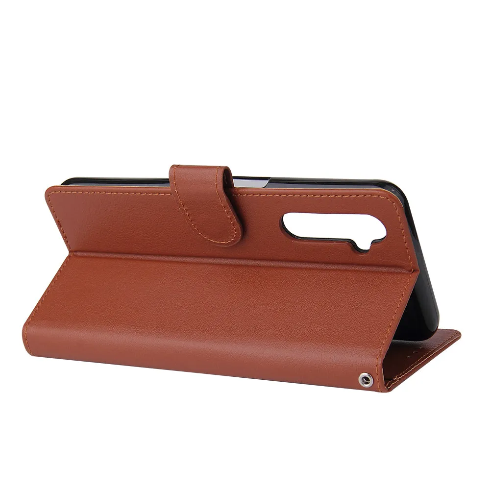 For OPPO Realme C3/Realme 6 PU Leather Mobile Phone Cover with 3 Cards Slots Phone Frame Rose gold