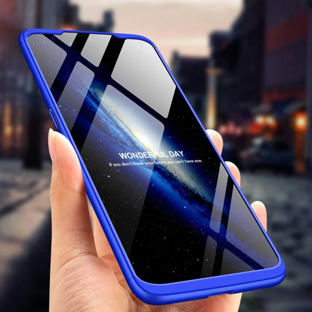 For OPPO realme3 Ultra Slim PC Back Cover Non-slip Shockproof 360 Degree Full Protective Case Blue black blue
