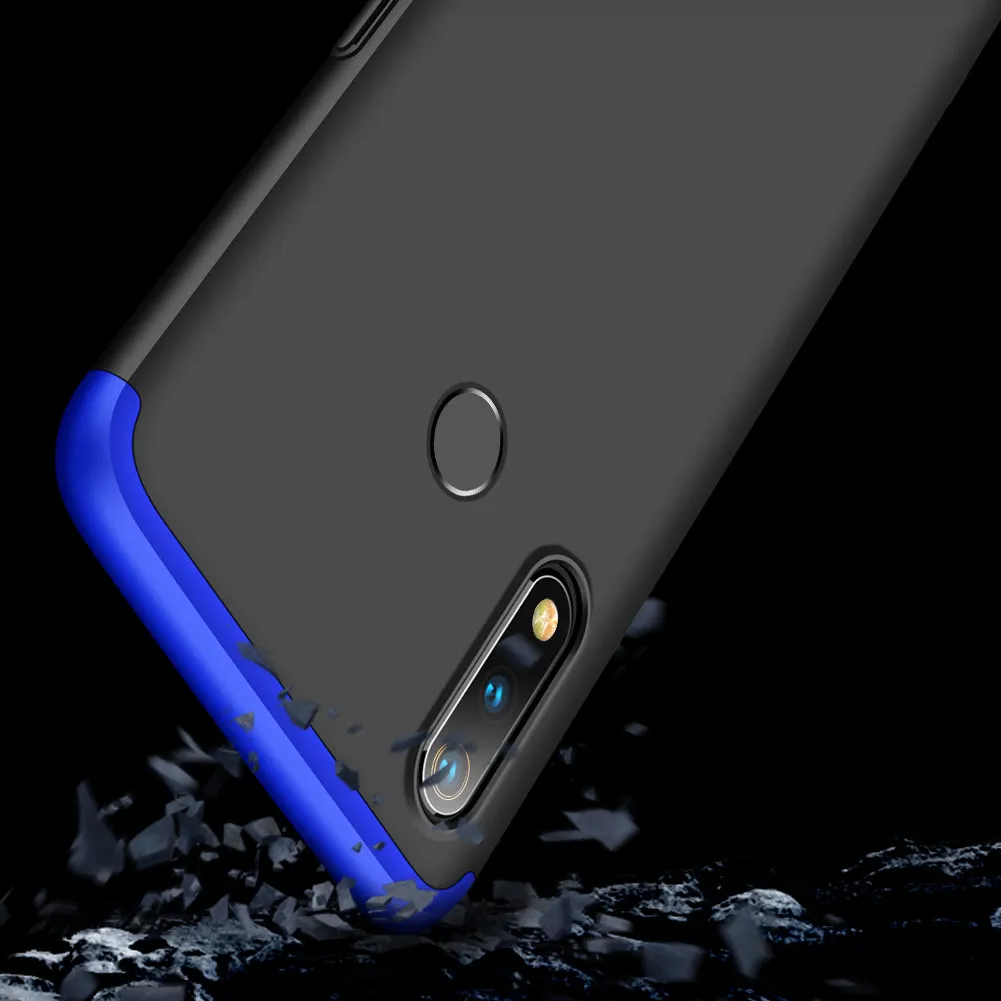 For OPPO realme3 Ultra Slim PC Back Cover Non-slip Shockproof 360 Degree Full Protective Case Blue black blue