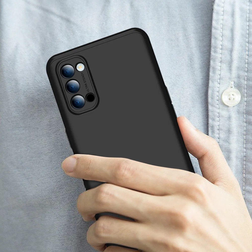 For OPPO Reno 4 /Reno 4 Pro International Edition Mobile Phone Cover 360 Degree Full Protection Phone Case black