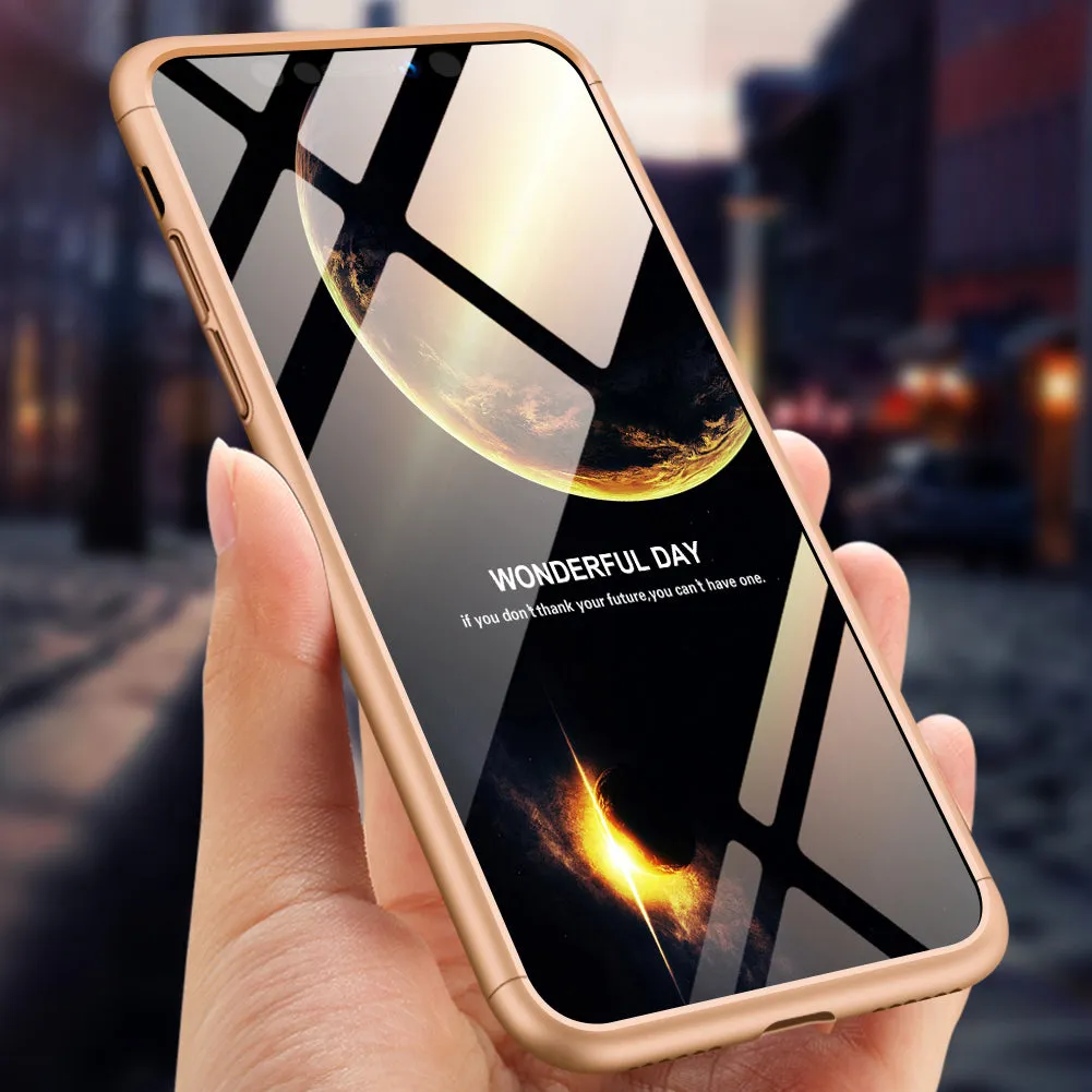 For Redmi 7A Ultra Slim PC Back Cover Non-slip Shockproof 360 Degree Full Protective Case gold