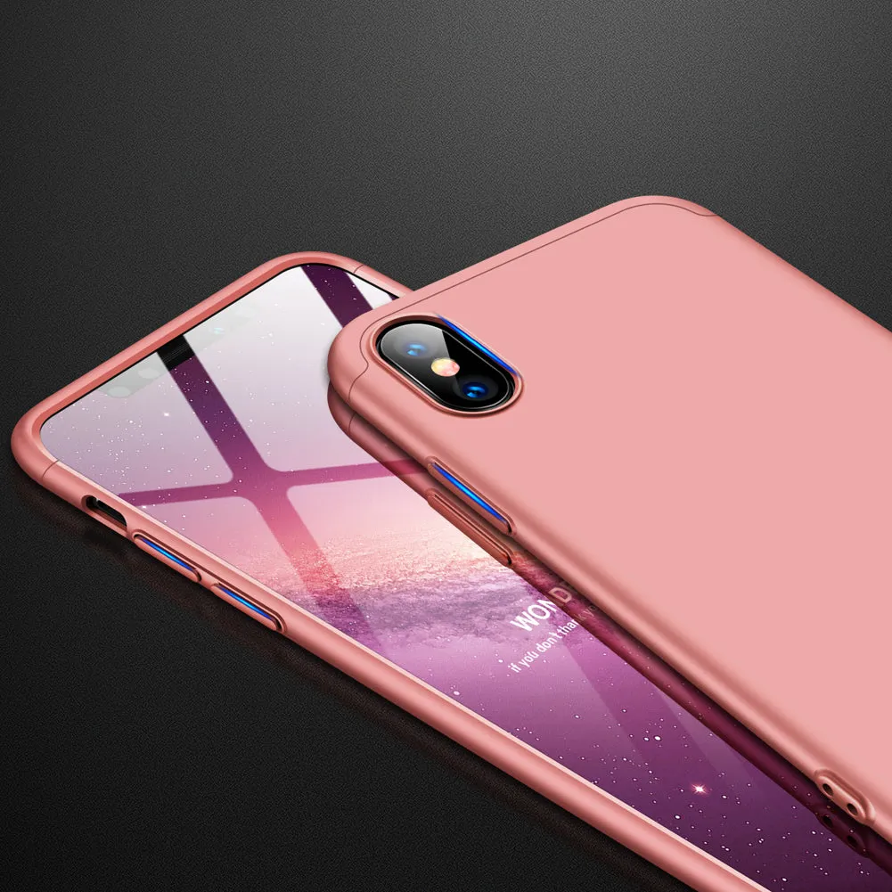 For Redmi 7A Ultra Slim PC Back Cover Non-slip Shockproof 360 Degree Full Protective Case Rose gold