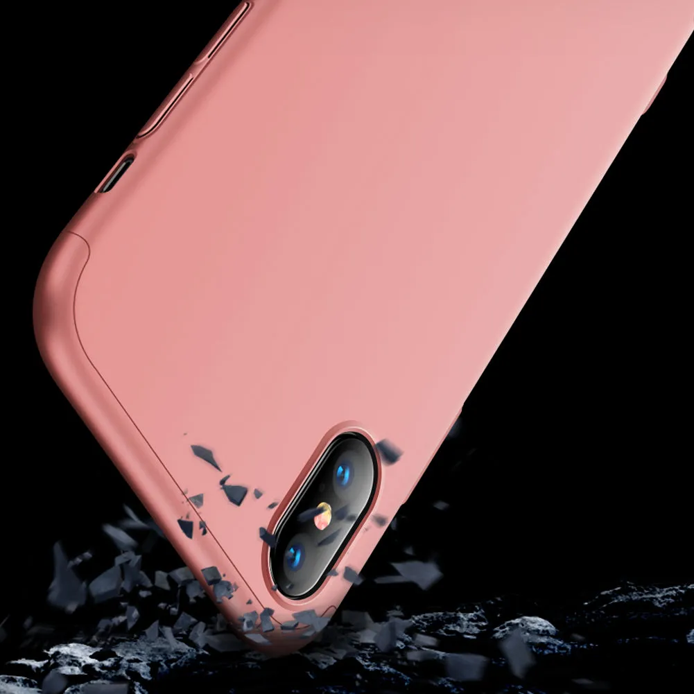 For Redmi 7A Ultra Slim PC Back Cover Non-slip Shockproof 360 Degree Full Protective Case Rose gold