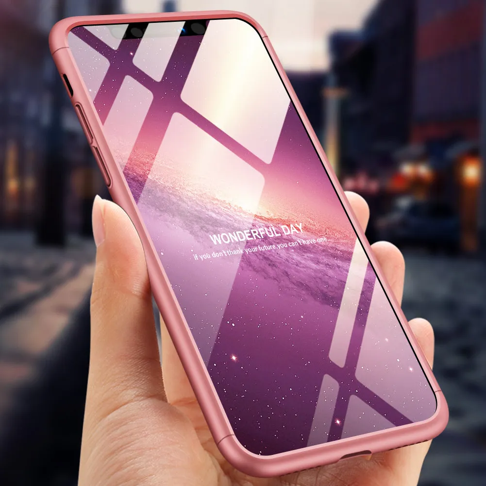 For Redmi 7A Ultra Slim PC Back Cover Non-slip Shockproof 360 Degree Full Protective Case Rose gold