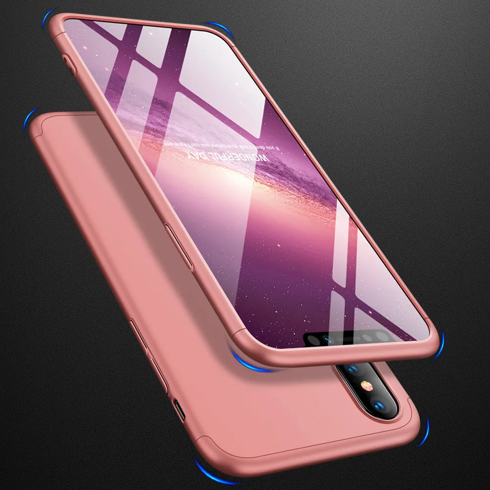 For Redmi 7A Ultra Slim PC Back Cover Non-slip Shockproof 360 Degree Full Protective Case Rose gold