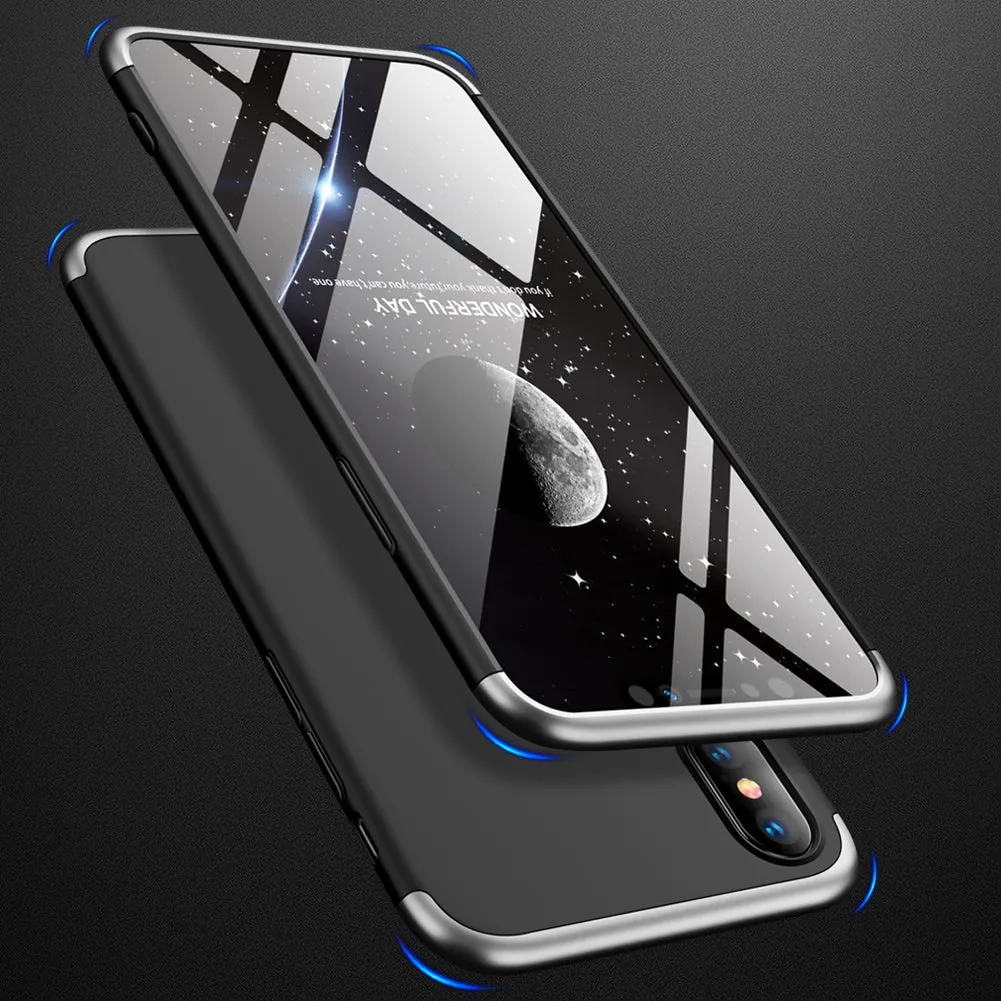 For Redmi 7A Ultra Slim PC Back Cover Non-slip Shockproof 360 Degree Full Protective Case Silver black silver