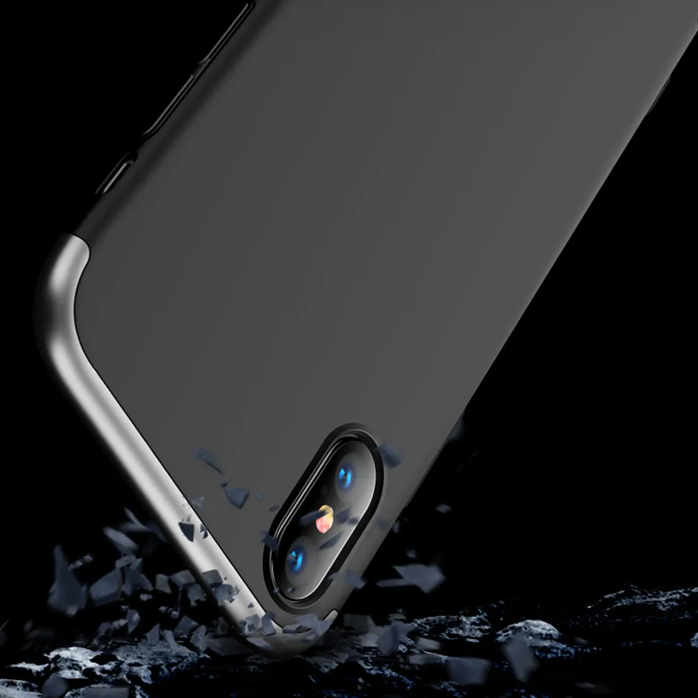 For Redmi 7A Ultra Slim PC Back Cover Non-slip Shockproof 360 Degree Full Protective Case Silver black silver