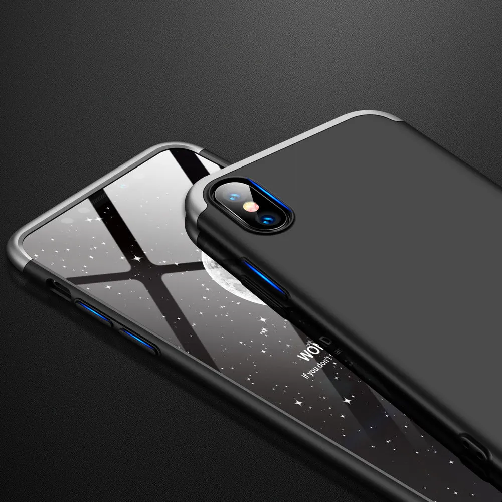 For Redmi 7A Ultra Slim PC Back Cover Non-slip Shockproof 360 Degree Full Protective Case Silver black silver