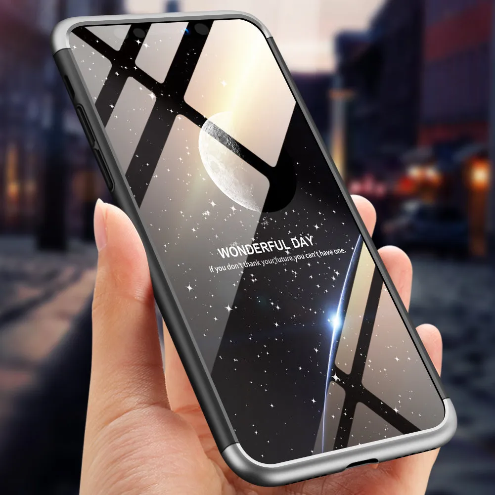 For Redmi 7A Ultra Slim PC Back Cover Non-slip Shockproof 360 Degree Full Protective Case Silver black silver
