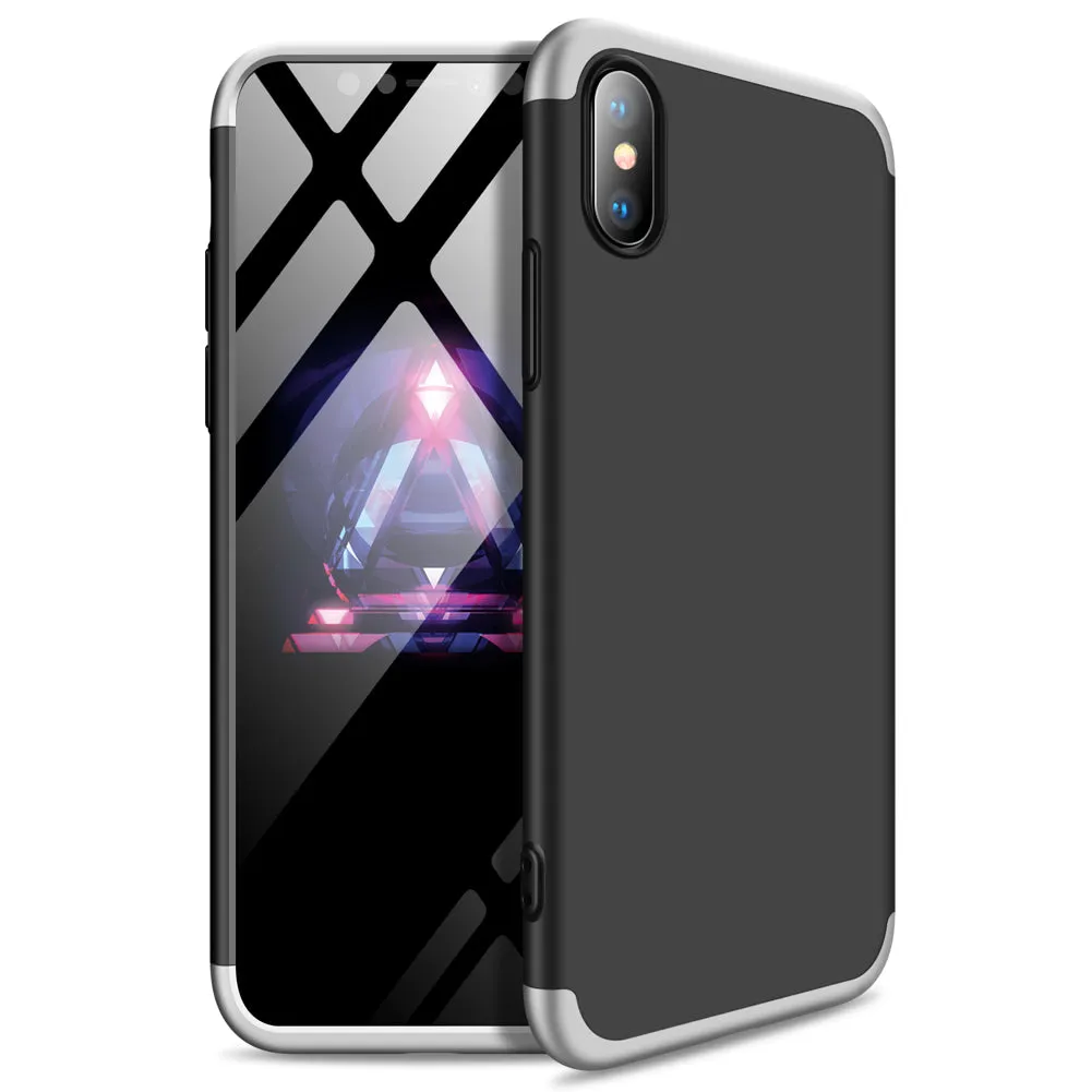 For Redmi 7A Ultra Slim PC Back Cover Non-slip Shockproof 360 Degree Full Protective Case Silver black silver