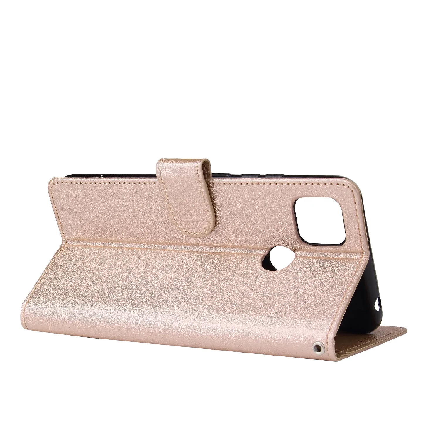 For Redmi 9A/Redmi 9C PU Leather Mobile Phone Cover with 3 Cards Slots Phone Frame Golden