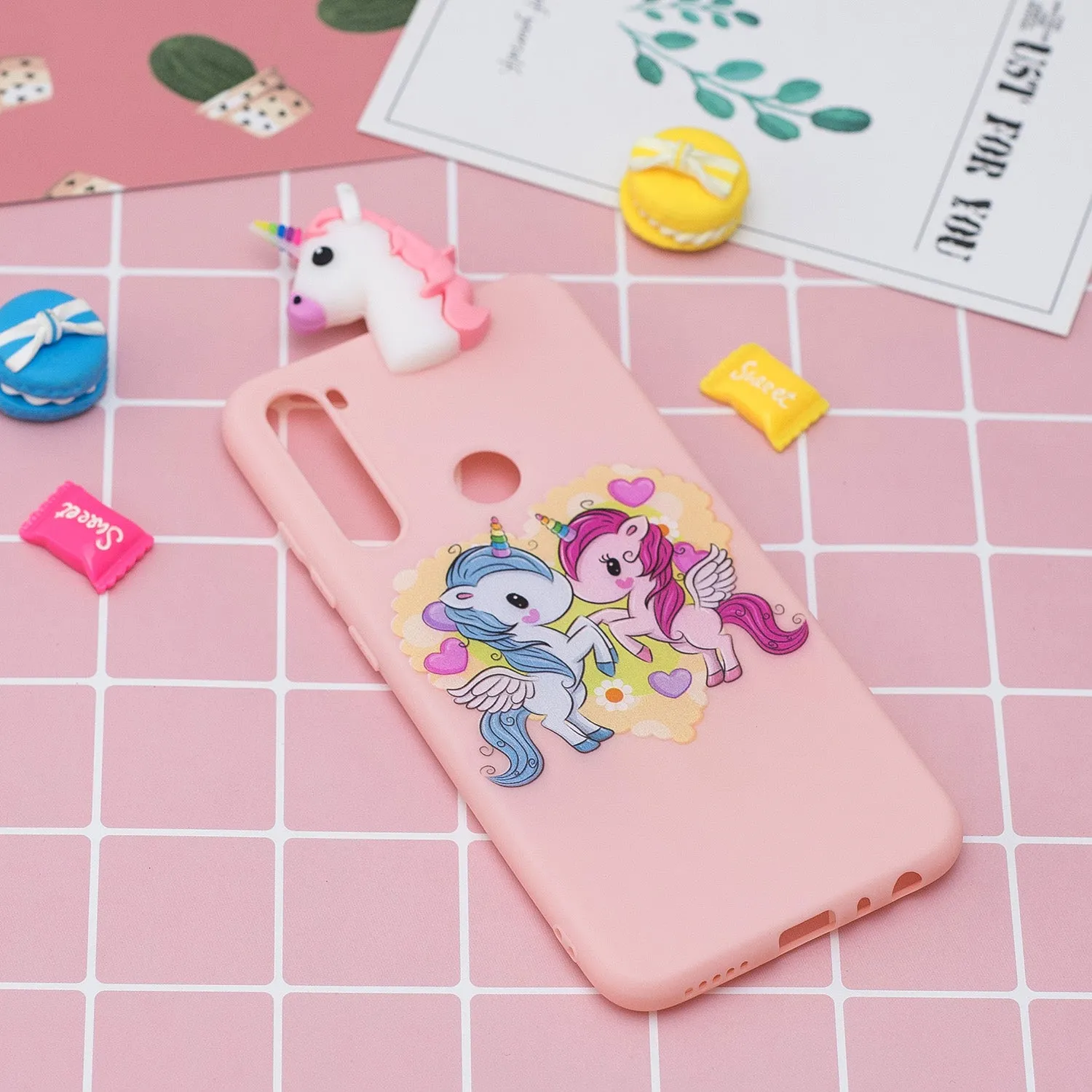 For Redmi NOTE 8 NOTE 8 pro 3D Color Painting Pattern Drop Protection Soft TPU Back Cover Mobile Phone Case Light pink