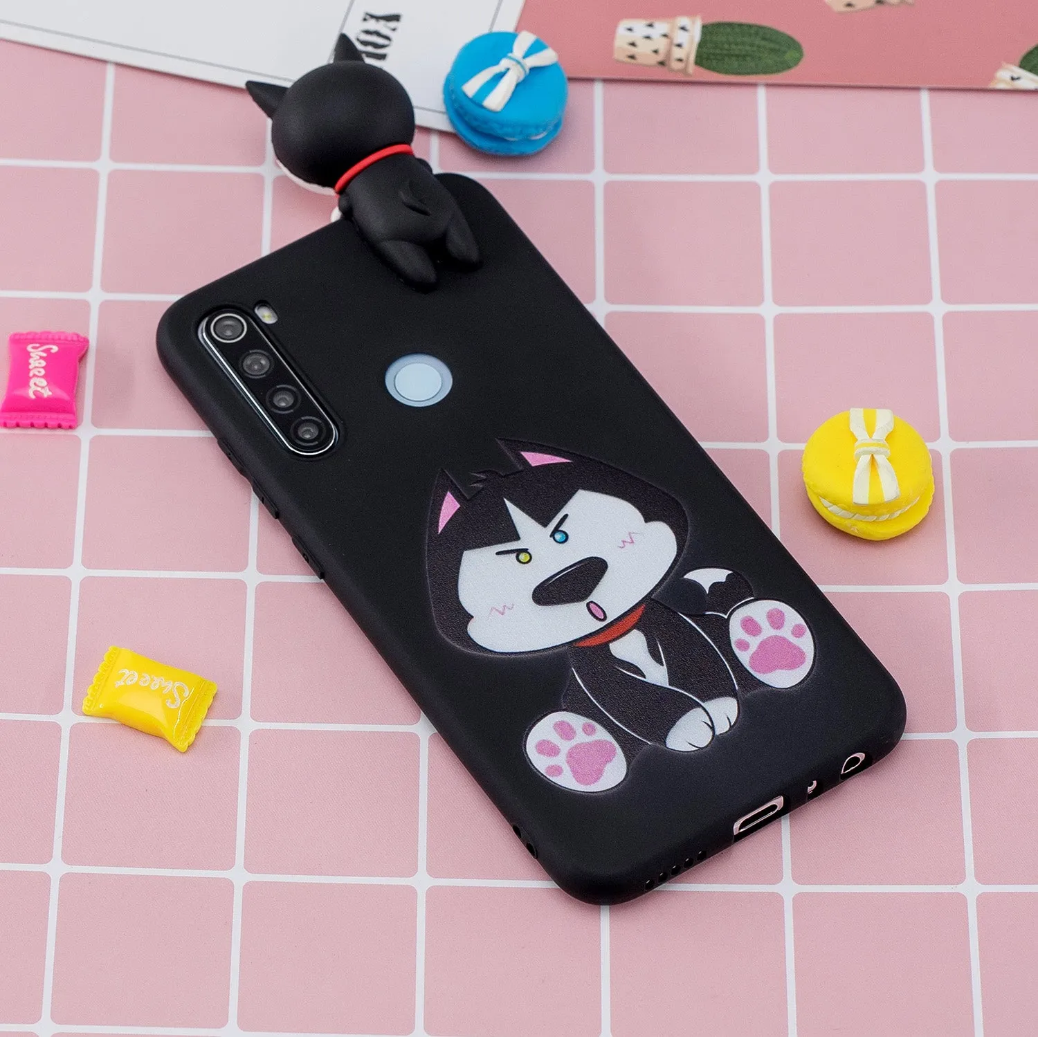 For Redmi NOTE 8T 3D Cartoon Painting Back Cover Soft TPU Mobile Phone Case Shell Cute husky