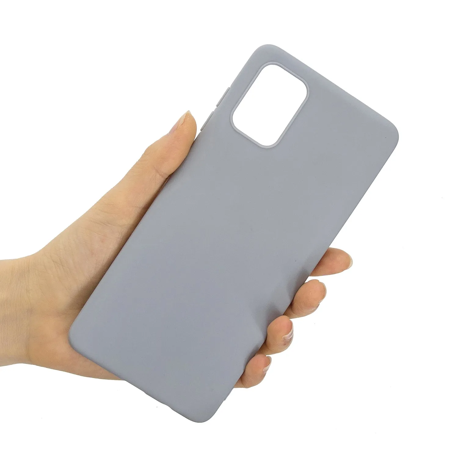 For Samsung A01/ A11/A21/A41/A51/A71/A81/A91 Mobile Phone Case Lovely Candy Color Matte TPU Anti-scratch Non-slip Protective Cover Back Case 12 gray