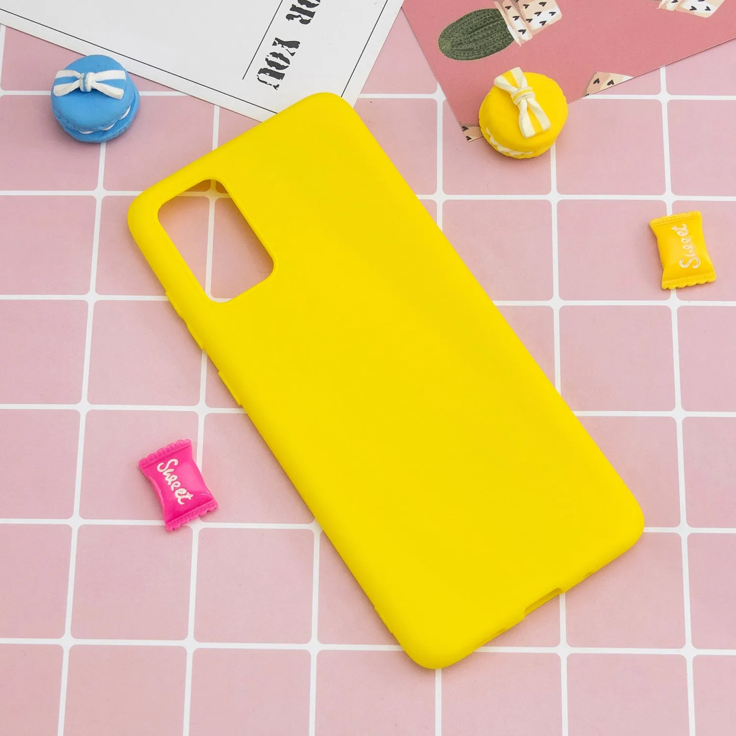 For Samsung A01/ A11/A21/A41/A51/A71/A81/A91 Mobile Phone Case Lovely Candy Color Matte TPU Anti-scratch Non-slip Protective Cover Back Case 3 yellow
